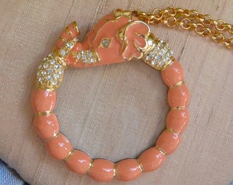 VENTE ! Collier éléphant KJL - INUTILISÉ - signé, loupe, chaîne en or, excellent cadeau - vintage - rare, fabuleux !