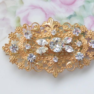 SALE! Miriam Haskell Brooch - Signed, Hand Crafted Lace, Glam Cabs, Gold Plated, Gold Plated, Great Gift - Vintage - Rare, Fabulous!