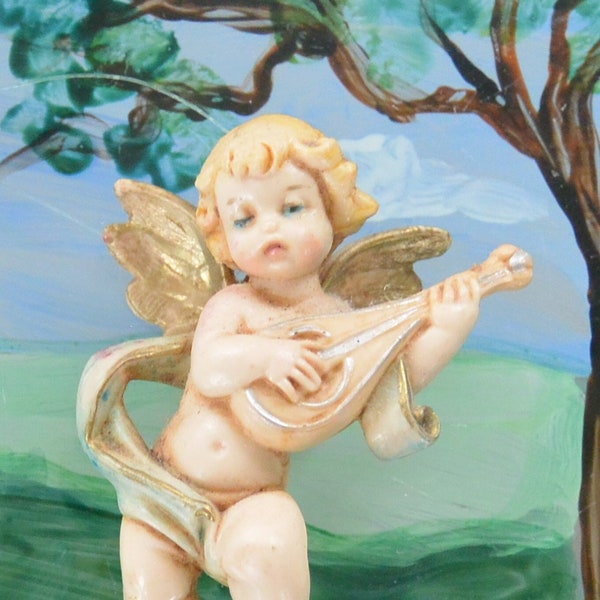 SALE! Angel Ornament-  Blonde, Gold Wings, Playing Mandolin, Great Gift-  Vintage - Rare, Fabulous!
