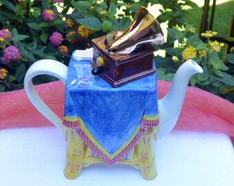Sale! Tony Carter Teapot -UNUSED - Phonograph/Table, Glen Miller, England, Orig 79 Price Tag, Great Gift - Vintage - Rare, Fabulous!