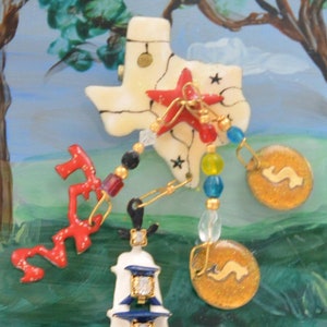 Déjeuner au Ritz Broche-Signé, hommage au Texas, déclaration, excellent cadeau-vintage-très rare, retiré, fabuleux !
