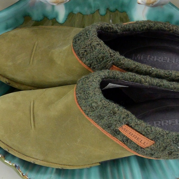 SALE! Merrell Woman's Clogs - UNUSED-  Burnt Olive Leather, US 10/European S 41, Great Gift- Vintage - Rare, Fabulous!