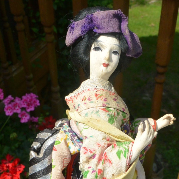 VENTE! Nishi Geisha Doll- Authentique Japon des années 1950, Beautiful Face - vintage - Rare, Fabuleux !