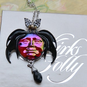 SALE! Kirks Folly Necklace -UNUSED - Signed Twice, Batty over Seaview Water Moon, Crystals, Box, Great Gift - Vintage -  Rare, Fabulous!