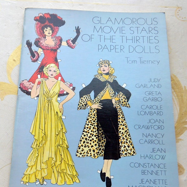 SALE! Paper Dolls Book - UNUCT -Glamorous Movie Stars of 1930's - Tom Tierney, Dover, 1978, Great Gift -Vintage - Very Rare, Fabulous!