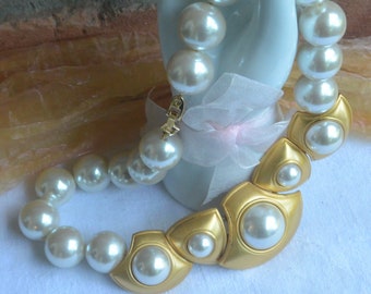 SALE! Napier Necklace - Signed, Creamy Pearls, Statement, Great Gift -  Vintage - Rare, Fabulous!