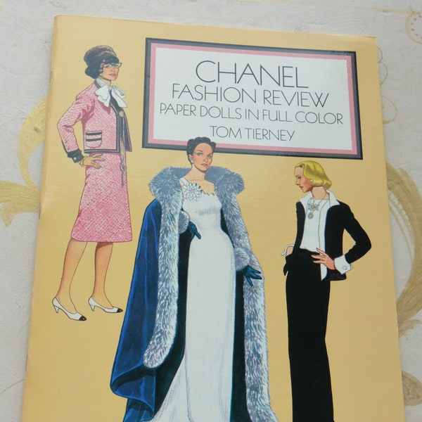 SALE! Chanel Paper Dolls Book - UNUCT - Full Color, 3 Dolls/28 Costumes - Tom Tierney, 1986, Great Gift -Vintage - Rare, Fabulous!