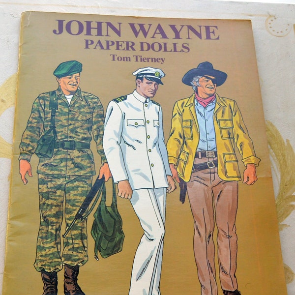 SALE! John Wayne Paper Dolls Book, UNCUT- Tom Tierney, Great Gift - Vintage - Rare, Fabulous!
