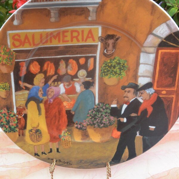 SALE! Guy Buffet Plate - Salumeria/Butcher, Italian Storefronts Collection, Signed - Vintage - Fabulous!