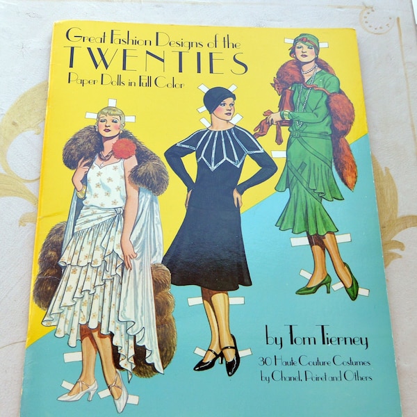 SALE! Paper Dolls Book, Great Fashion Designs of the Twenties - UNCUT - Tom Tierney, 30 Costumes/2 Dolls, Great Gift -Vintage - Fabulous!