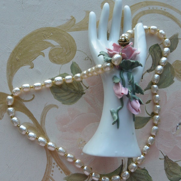 SALE! Miriam Haskell Necklace - Signed, Elegant Baroque Pearls, Floral Closure, Exquisite Color, Great Gift - Vintage - Rare, Fabulous!