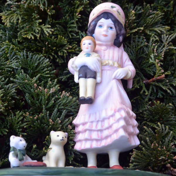 SALE! Jan Hagara Statue, Julie - Victorian Girl, Cat/Bear, Boy Doll, Great Gift - Vintage - Rare, Fabulous!