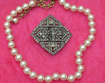 SALE! Heidi Daus Necklace/Pendant/Brooch - Signed, Exquisite Pearls, Swarovski Crystals, Great Gift - Vintage -Rare, Fabulous!