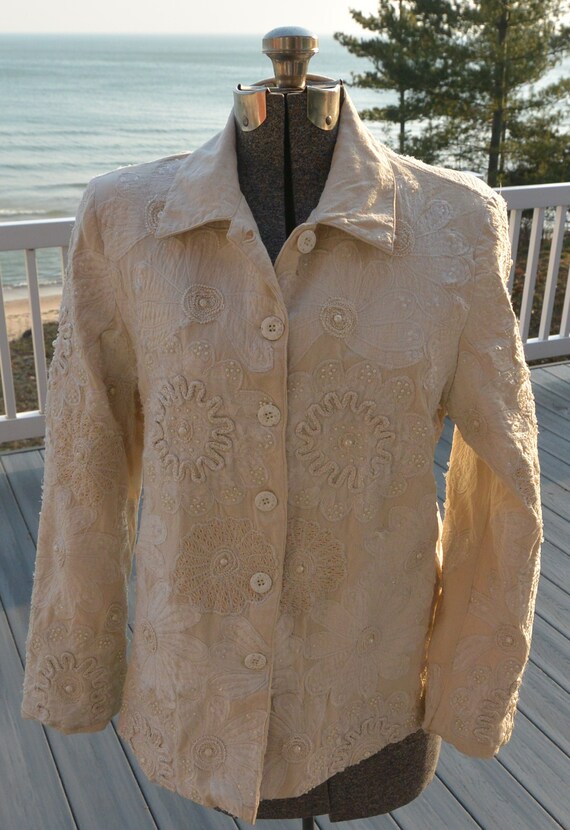 SALE! Anage Boutique Jacket - Cotton, Beaded, Beau