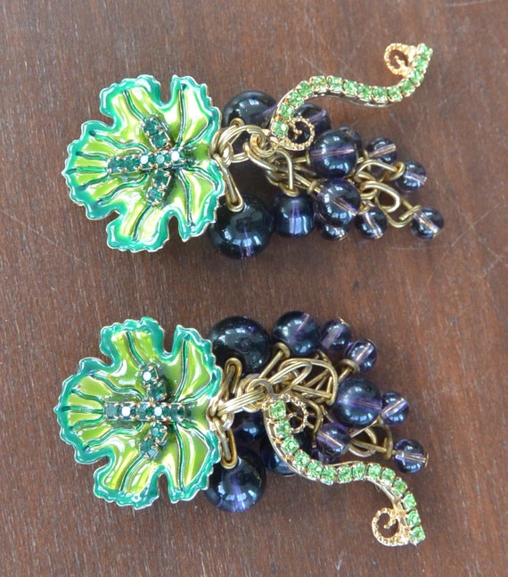 Lunch at the Ritz Earrings - Signed, Red Grapes/G… - image 10