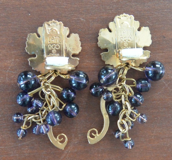 Lunch at the Ritz Earrings - Signed, Red Grapes/G… - image 8