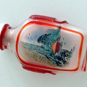 SALE! Perfume Bottle -  Hand Painted, Glass/Stopper, Two Different Scenes, Asian Lovers, Great Gift - Vintage - Rare, Fabulous!