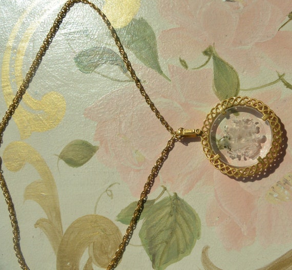 SALE! Crown Trafari Intaglio Necklace -Signed, Tw… - image 5