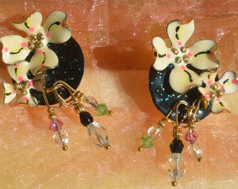 Lunch at the Ritz Earrings -Signed, Dogwood Flowers, Pierced, Great Gift - Vintage - Rare, Fabulous!