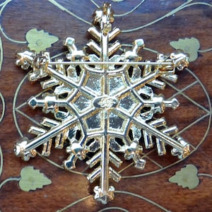 SALE Kirks Folly Brooch/Pendant UNUSED Signed, Golden Moon, Snowflake, Swarovski Crystals, Great Gift Vintage Rare, Fabulous image 5