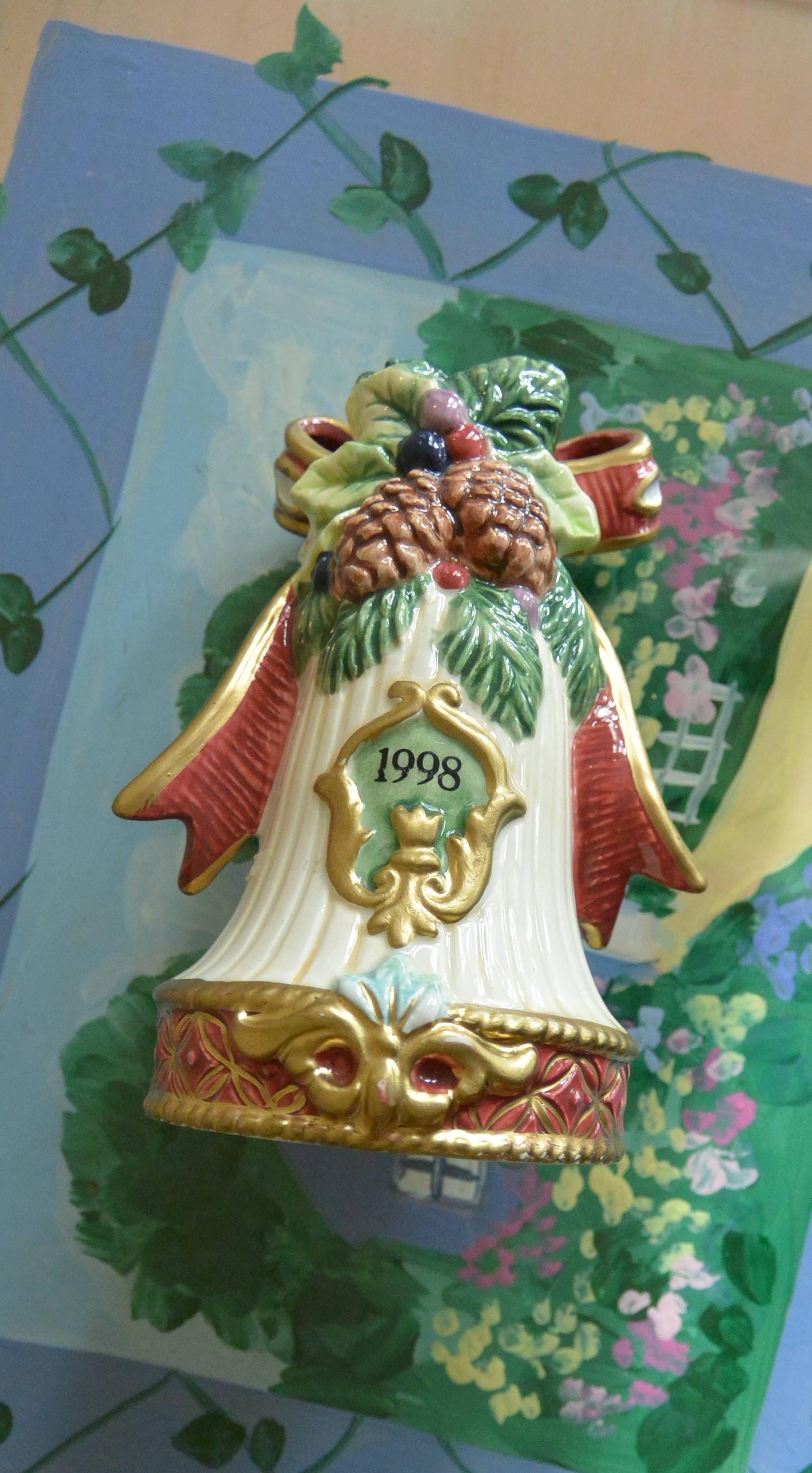 クリスマス ライトハウス フィッツ＆フロイド 陶器製 ヴィンテージ品 レア フィッツ＆フロイドのクリスマスベル：手描き磁器、ヴィンテージ