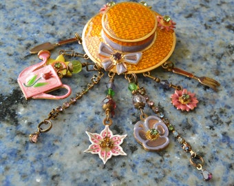 LE RITZ JOLIE GRANDE BROCHE COULEUR OR MAT CHENE AUTOMNE