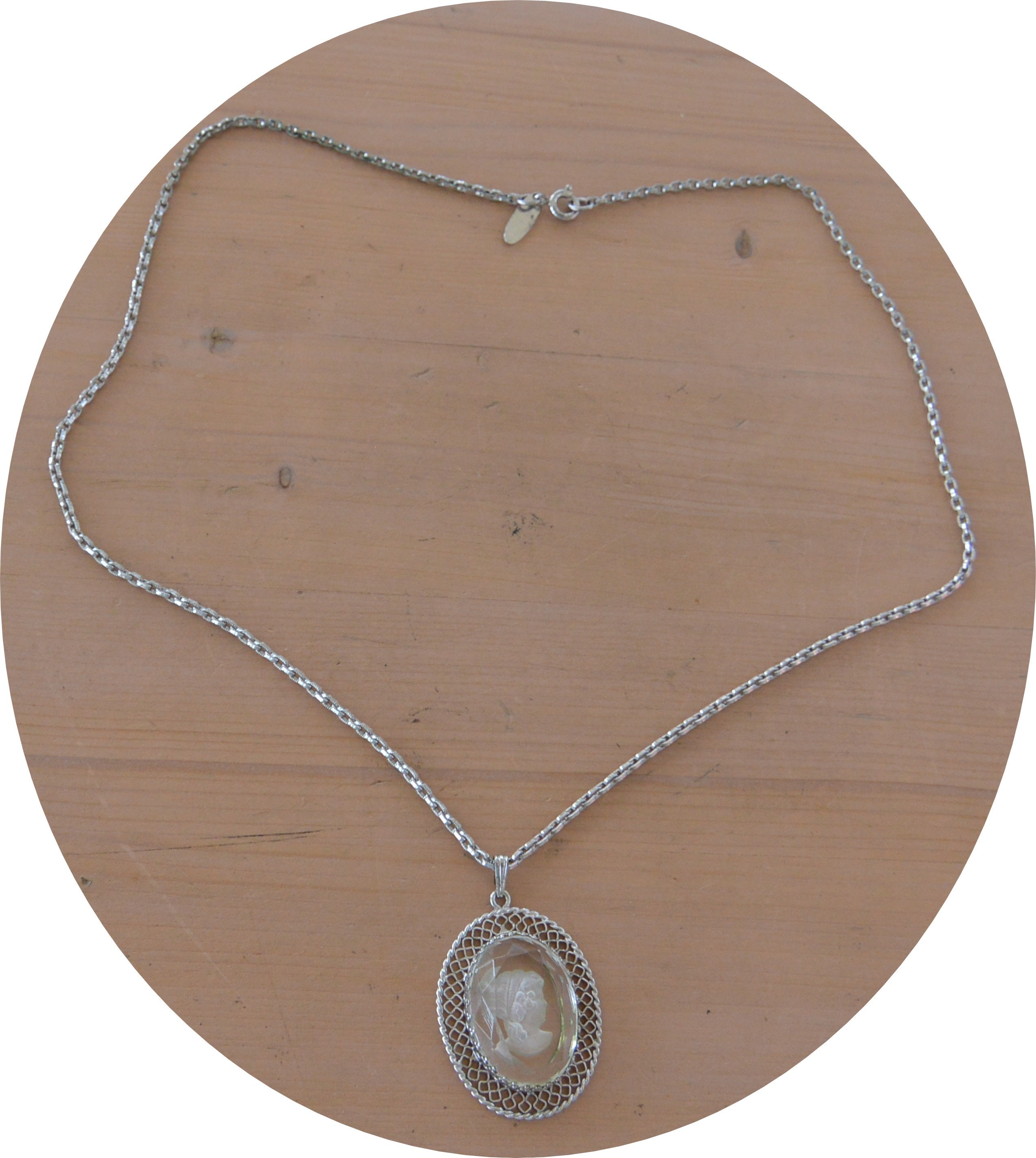 SALE! Whiting & Davis Necklace - Signed, Beautiful Woman Cameo 