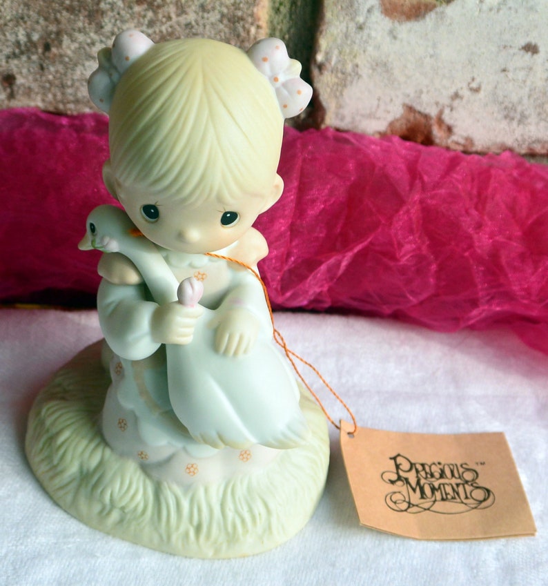 48 HR SALE Precious Moments UNUSED Girl Hugging Goose Etsy