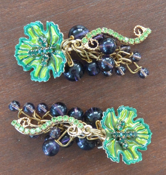 Lunch at the Ritz Earrings - Signed, Red Grapes/G… - image 2
