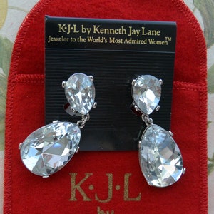 VERKAUF! KJL Ohrringe -UNUSED - Signiert, Birne, Doppelte Träne, Couture durchbohrt, Orig Karte, Box/Tasche, Tolles Geschenk- Vintage - Selten, Fabelhaft!