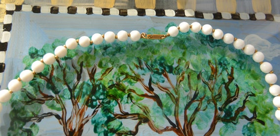 Miriam Haskell Necklace: Gold Lion Head, White Mi… - image 5