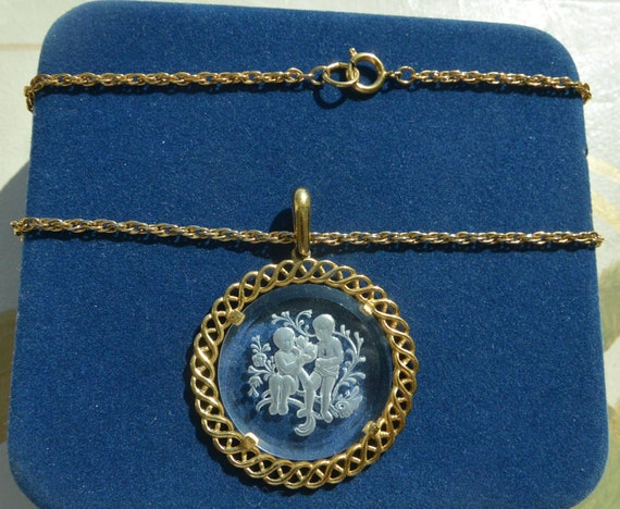 SALE! Crown Trafari Intaglio Necklace -Signed, Tw… - image 4