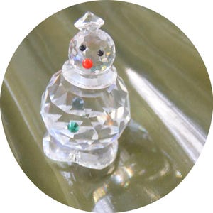 Swarovski Crystal Snowman Figurine: Signed 3D Faceted, UNUSED