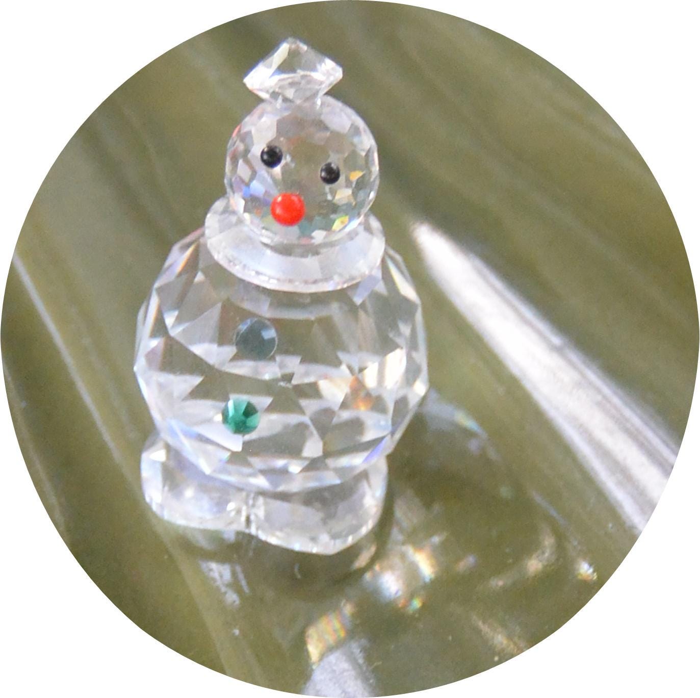 Swarovski Crystal Snowman Figurine: Signed 3D Faceted, UNUSED