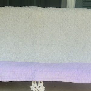 Vintage Hand-Stitched Cotton Quilt: Floral Print, Lavender Border (66x58 Inches)