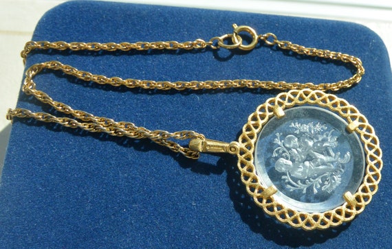 SALE! Crown Trafari Intaglio Necklace -Signed, Tw… - image 6