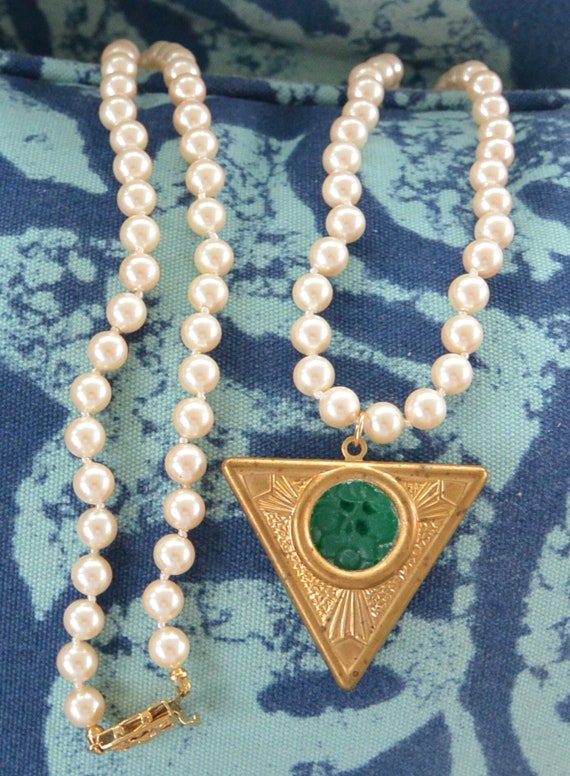 SALE! Miriam Haskell Art Deco Pendant/Monet Pearl… - image 2
