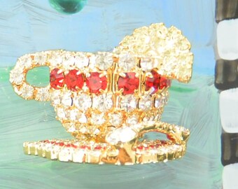 Broche Dorothy Bauer - Métal Doré Avec Cabochons, Bijou Vintage Occasion élégant