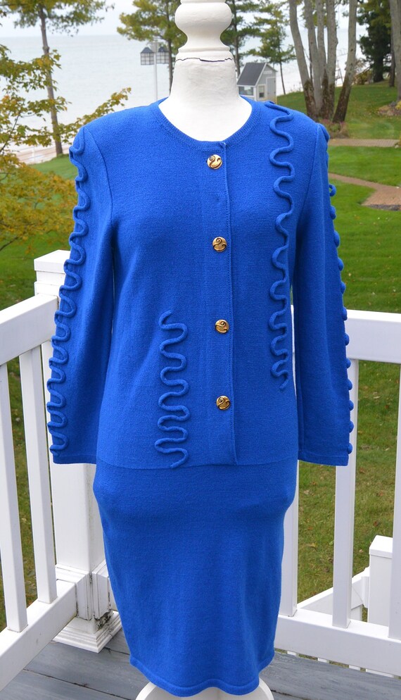 SALE! St. John Dress - Royal Blue, Gold Buttons, 3