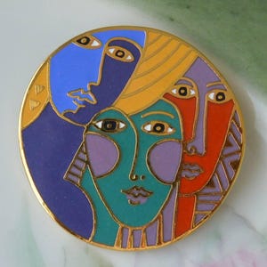 SALE! Laurel Burch Brooch  - Signed, Woman  Spirit, Enameled, Colorful, Great Gift -Vintage - Rare,  Fabulous!