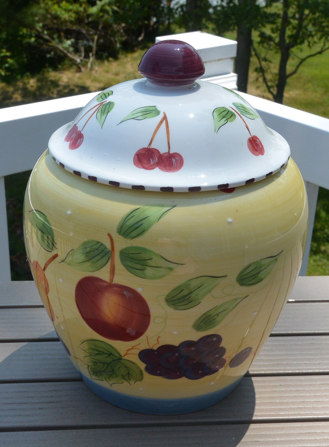 SALE Fruit Cookie Jar Italian Pottery Large Multi Color Etsy