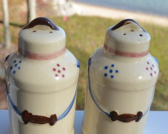 SALE! Shawnee Salt/Pepper Shakers - Milk Pails, 2 Cork Stoppers, Hand Painted, Great Gift - Vintage - Very Rare, Fabulous!