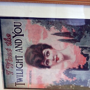 SALE Music Sheet, Framed I Want the Twilight and You, Gold Wood Frame, Great Gift Antique Fabulous image 4