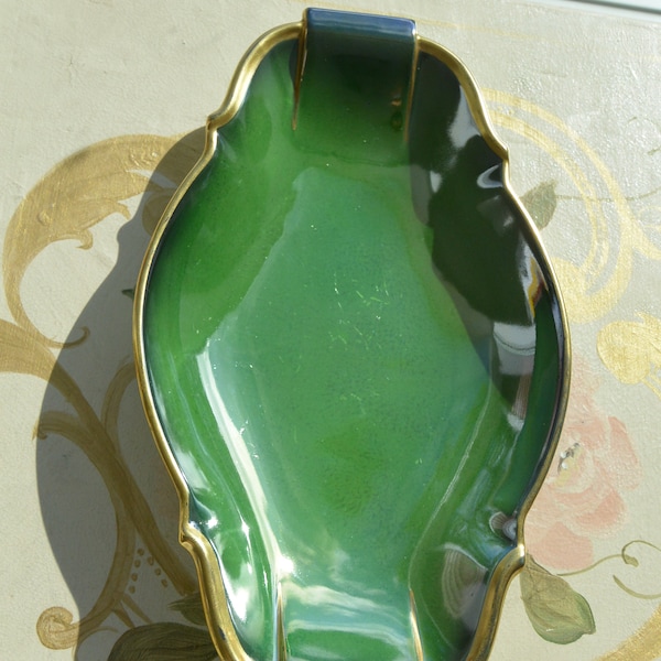 SALE! Carlton Ware Serving Plate - England, Elegant Vert Green/Gold Rim, Great Gift - Vintage- Rare, Fabulous!