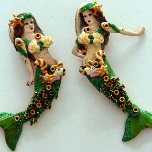 Boucles d'oreilles Lunch at the Ritz - Signées, nymphes de mer, articulées, carte originale, clip, excellent cadeau - vintage - Retirées, très rares, fabuleuses !