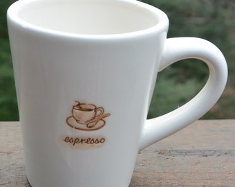 SALE! William Sonoma Espresso Mug - White Background, Comfortable to Hold, Great Gift - Vintage -Rare, Fabulous!