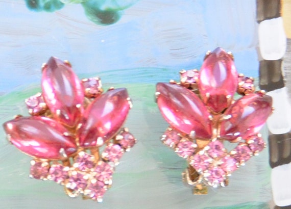 SALE! Weiss Glam Earrings - Signed, Elegant Pink … - image 5