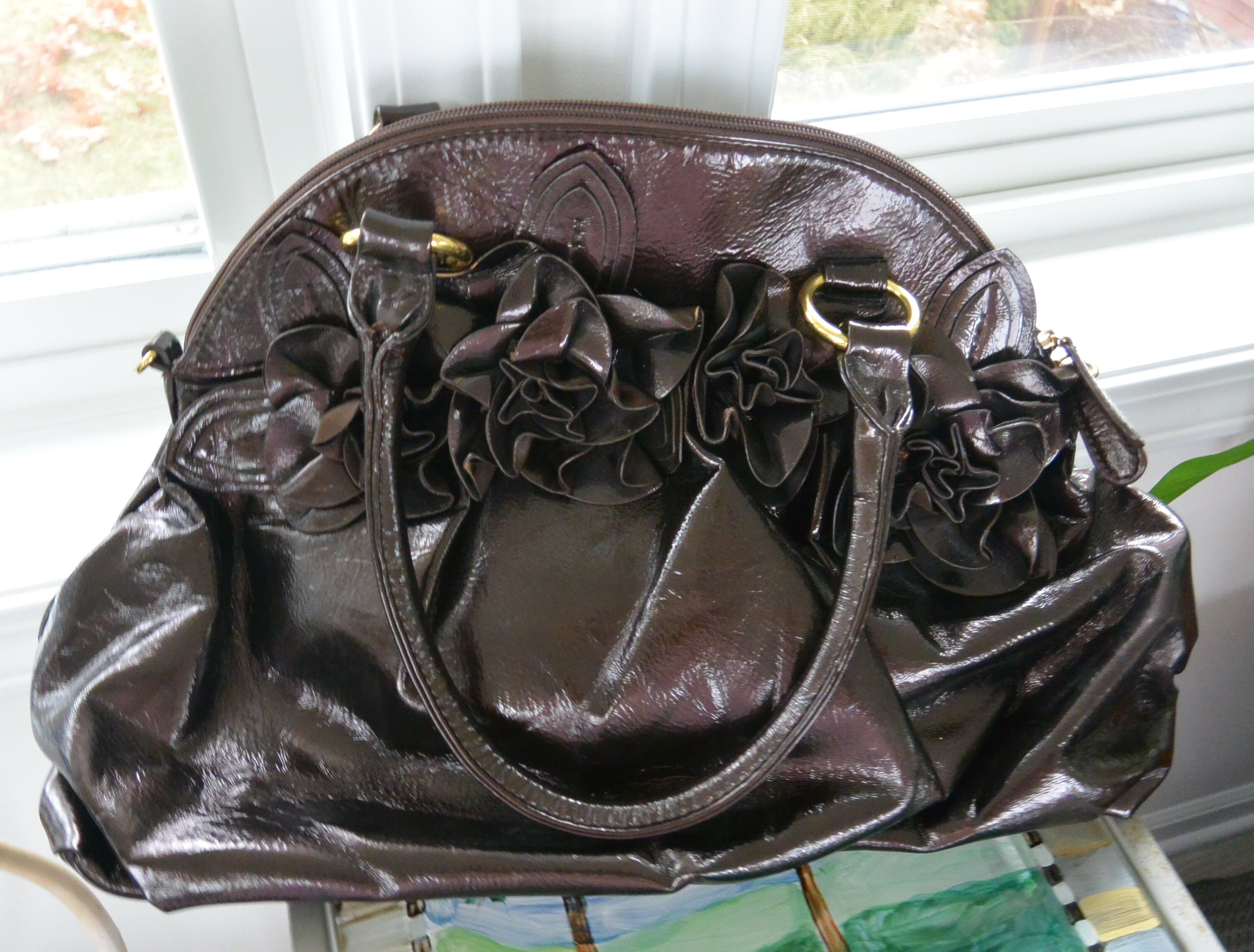Sale Big Buddha Hobo Bag Unused Santa Barbara Brown Large Flower Roomy Lightweight Great Gift Vintage Rare Fabulous