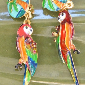 Boucles d'oreilles Lunch at the Ritz - Signées, mascarade ara, carte originale, clip, excellent cadeau - vintage - très rare, fabuleux !