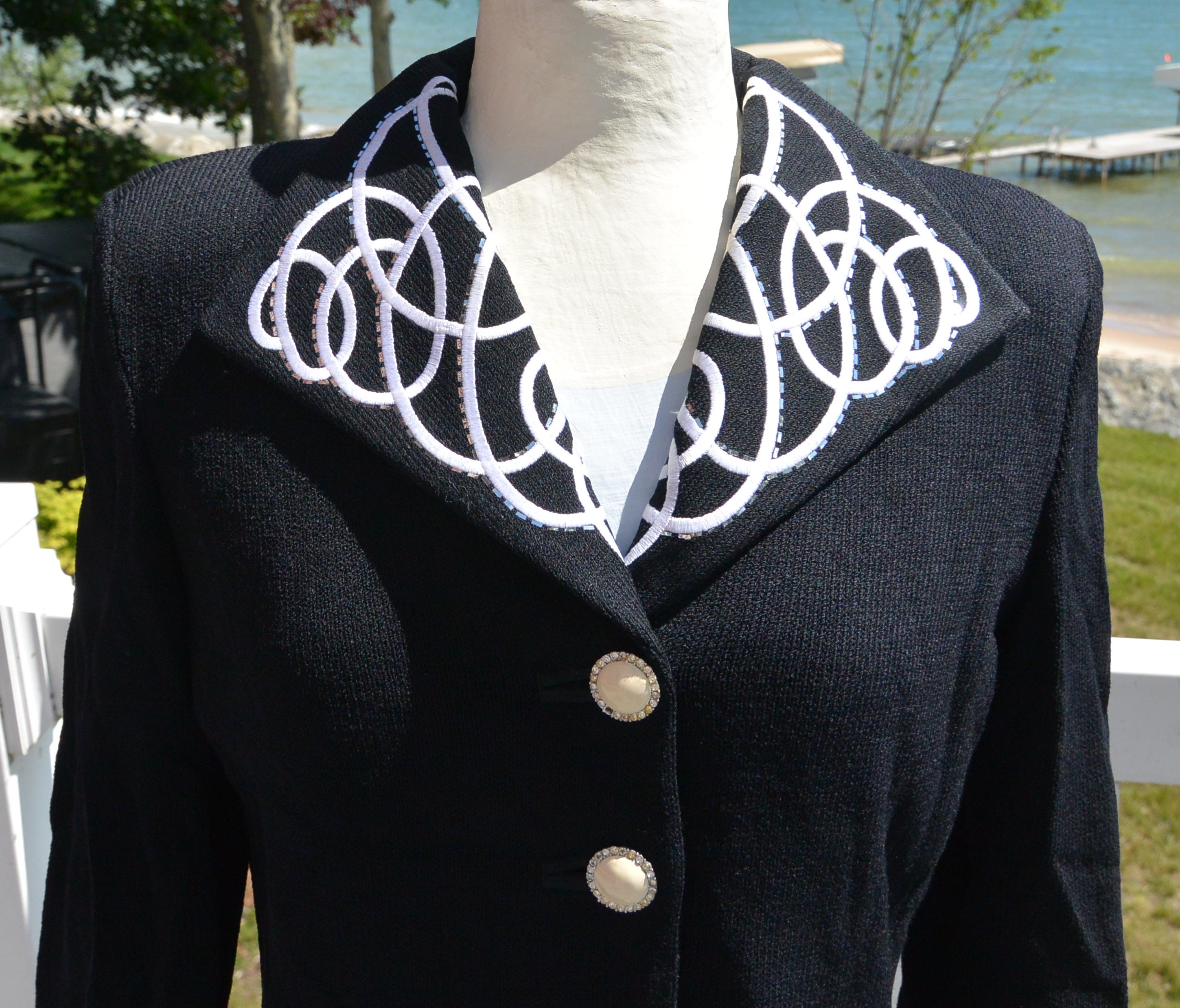St John Jacket - UNUSED - Evening Knit, Marie Gray, White Collar